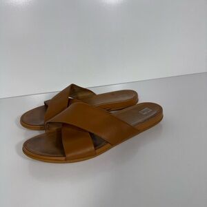 Fitflop Cognac Crisscross Slide Sandals